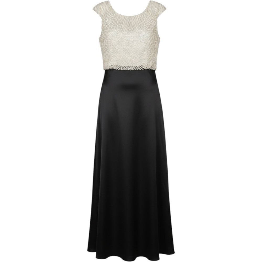 Glow by Colors Dress G578 Pearl Bodice Gown Black White Prom Gala NWT 10